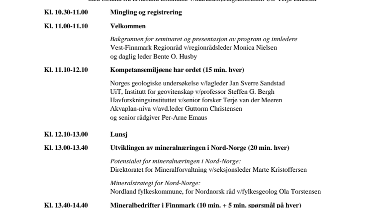 Program Temadag Mineralnæring i Finnmark