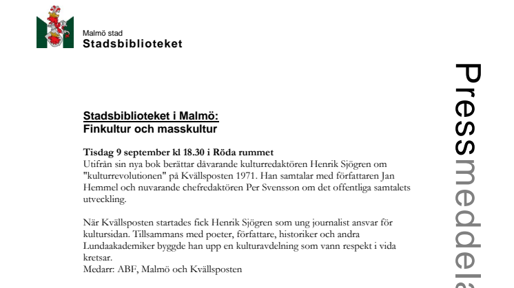 Stadsbiblioteket i Malmö: Finkultur och masskultur
