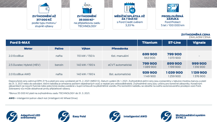Ceník Ford S-MAX