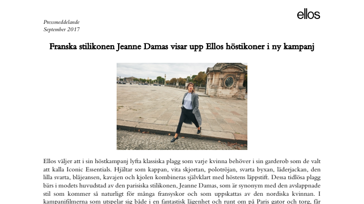 Franska stilikonen Jeanne Damas visar upp Ellos höstikoner i ny kampanj