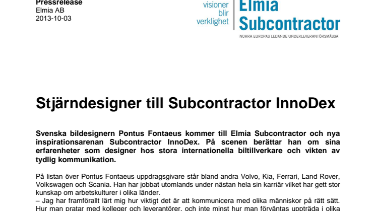 Stjärndesigner till Subcontractor InnoDex