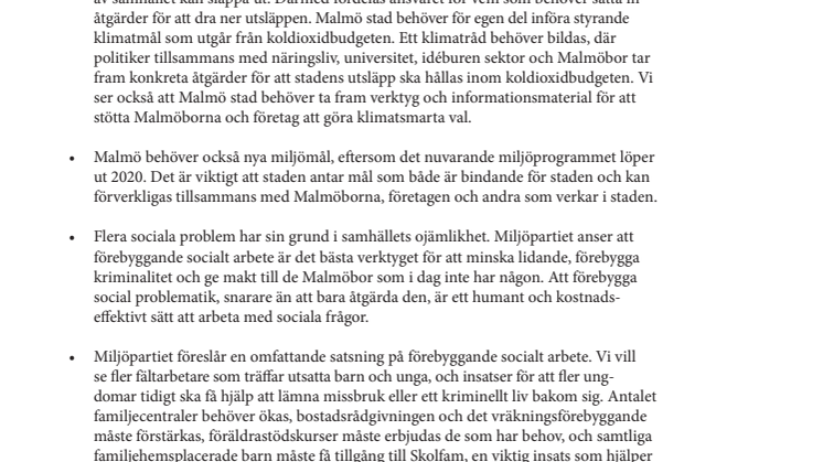 En grön budget för Malmö stad 2020 – sammanfattning