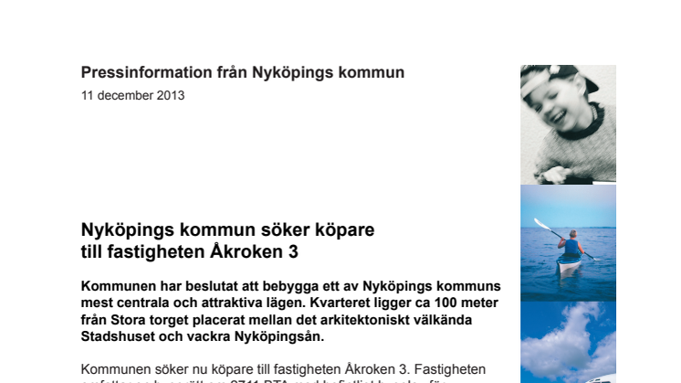 Nyköpings kommun söker köpare till fastigheten Åkroken 3