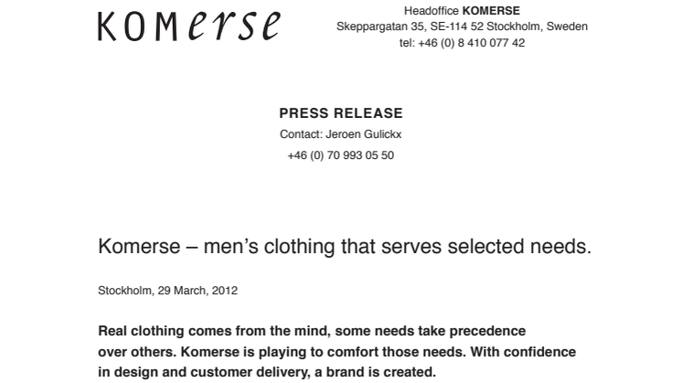 Komerse – men’s clothing that serves selected needs.