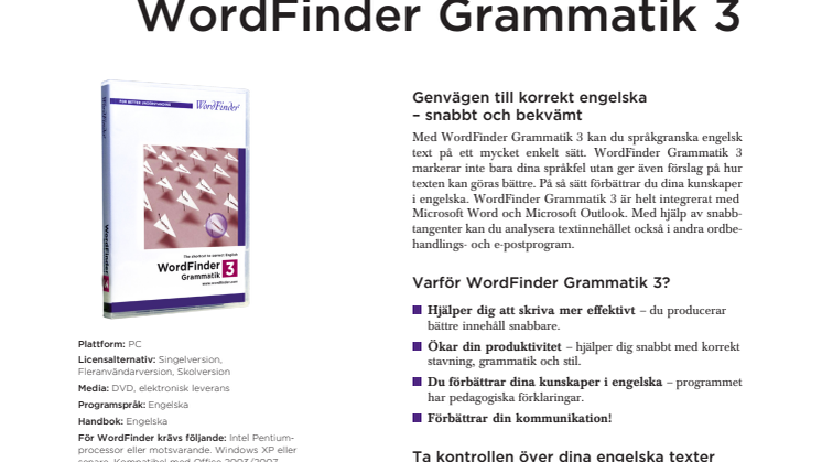 Wordfinder Grammatik 3 - Genvägen till korrekt engelska