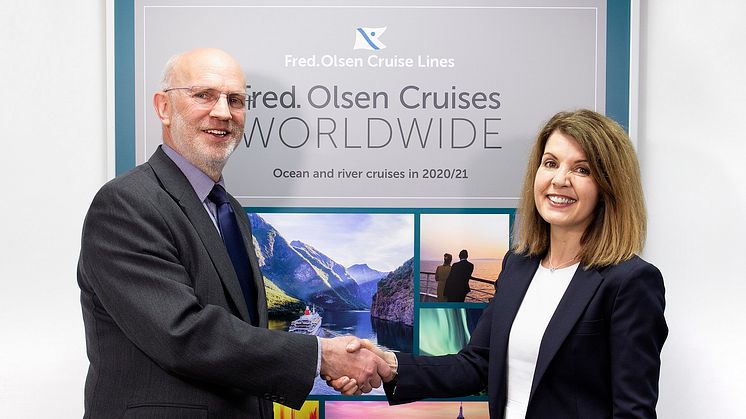 Mike Rodwell, Managing Director, welcomes Jackie Martin to Fred. Olsen Cruise Lines, as new Sales and Marketing Director