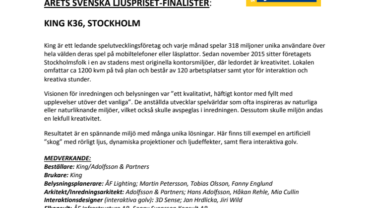 Fakta om årets finalister i tävlan om Svenska Ljuspriset