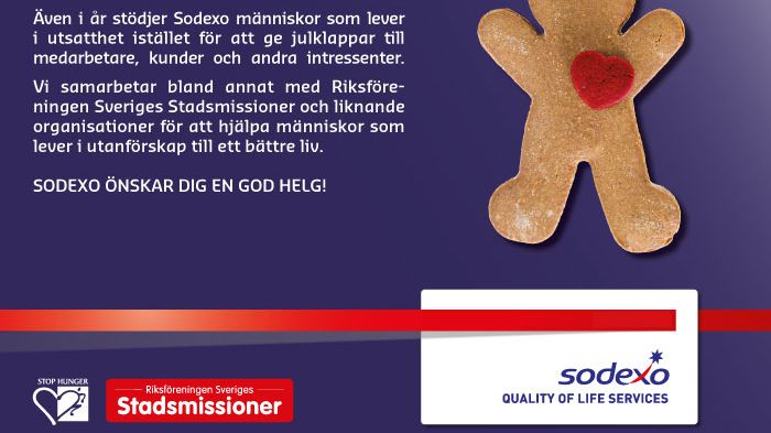 Sodexo skänker sina julklappspengar för en godare jul till fler