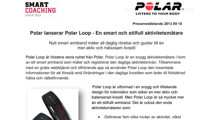 Polar Loop -  En smart och stilfull aktivitetsmätare