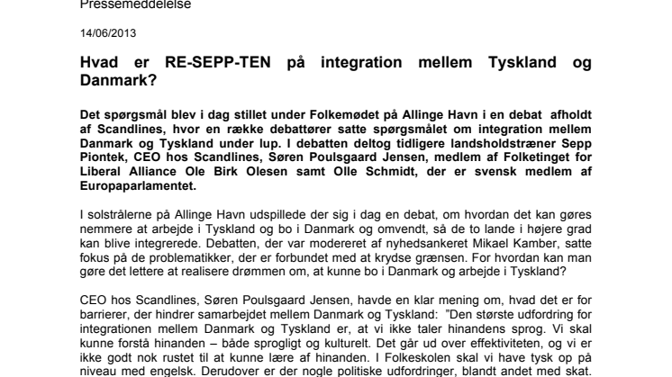 Hvad er RE-SEPP-TEN på integration mellem Tyskland og Danmark?