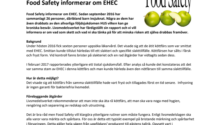 Food Safety informerar om EHEC