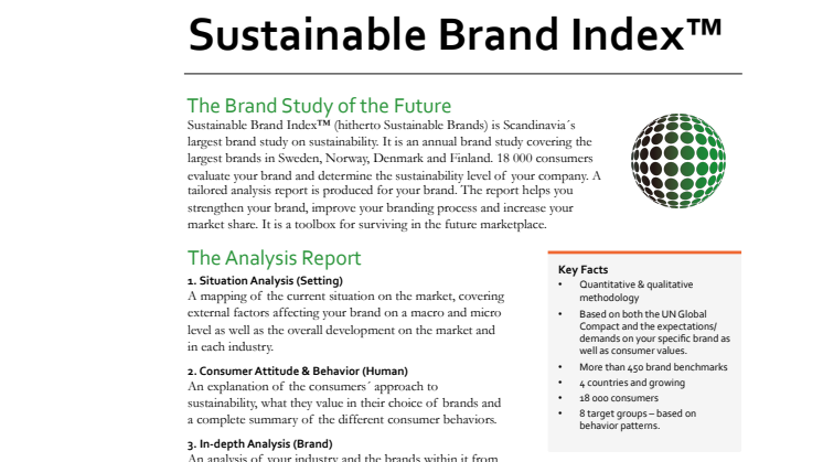 Informationsblad - Sustainable Brand Index™ 2013