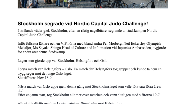 Stockholm segrade vid Nordic Capital Judo Challenge!