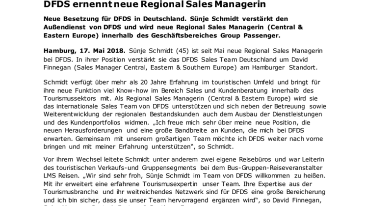 DFDS ernennt neue Regional Sales Managerin 