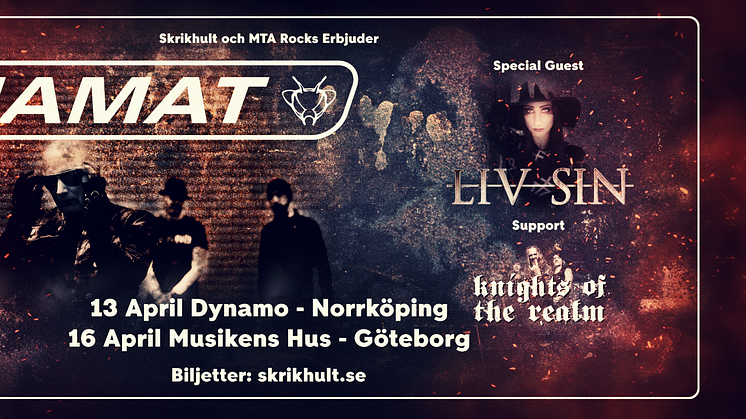Tiamat, Liv Sin och Knights of The Realm gör gemensamma konserter i Sverige  i vår