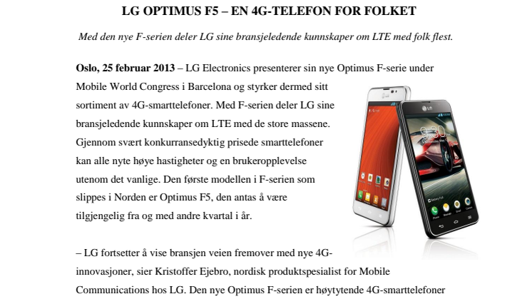 LG OPTIMUS F5 – EN 4G-TELEFON FOR FOLKET