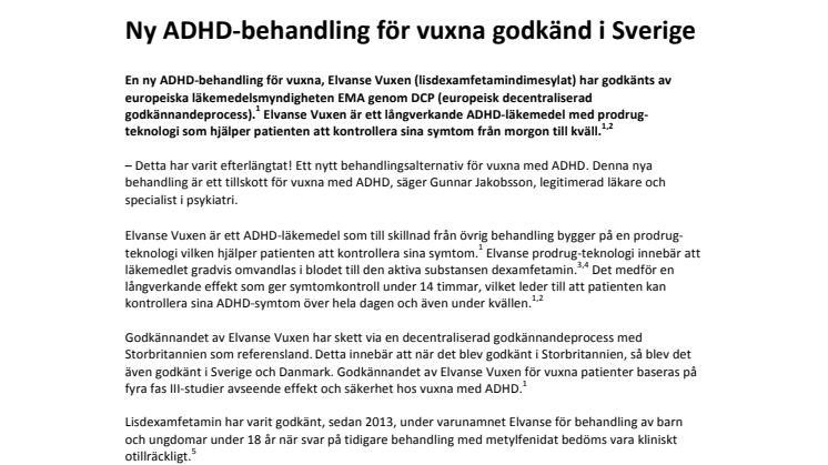 Ny ADHD-behandling för vuxna godkänd i Sverige 