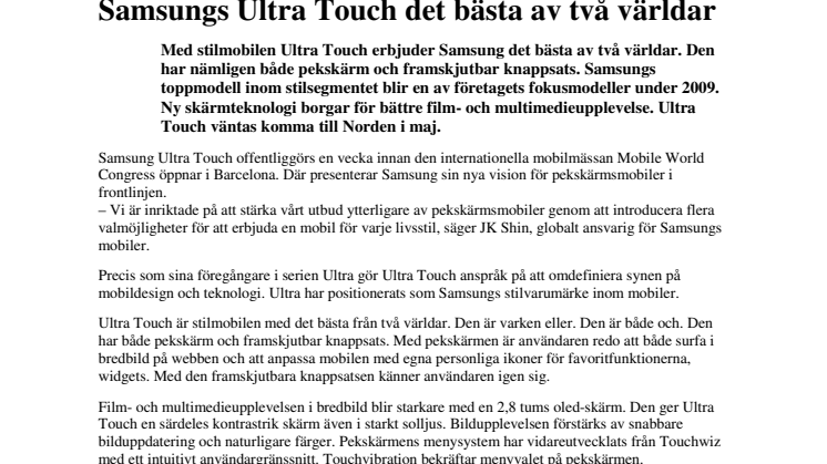 Samsungs Ultra Touch det bästa av två världar
