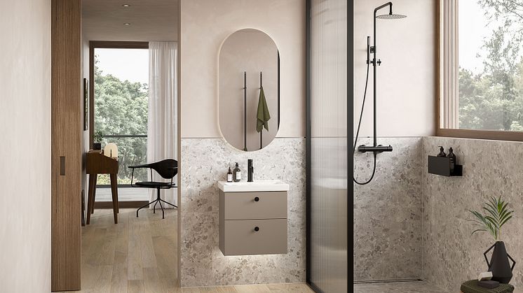 Sannas badrum i Malmö -  Smakfullt litet badrum i modern retrostil