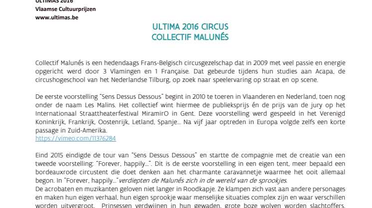 achtergrondinfo Ultima 2016 circus