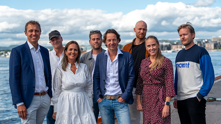 Foto: Tyge Møller Christiansen. F.V.: Christian Chramer (Norges sjømatråd), Casper Evensen (Los & Co), Camilla Beck (Norges sjømatråd), Alexander Blomquist, Jan Christian Fosseidbråten, Anders Erikson, Nora Gauslaa og Marius Aasen (Alle Los & Co)