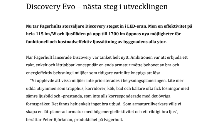 Discovery Evo – the next stage in developments