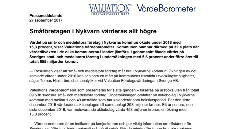 Värdebarometern 2017 Nykvarns kommun