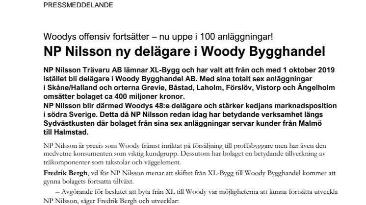 Woody på offensiven – NP Nilsson ny delägare!