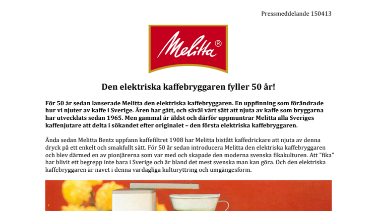 Den elektriska kaffebryggaren fyller 50 år!