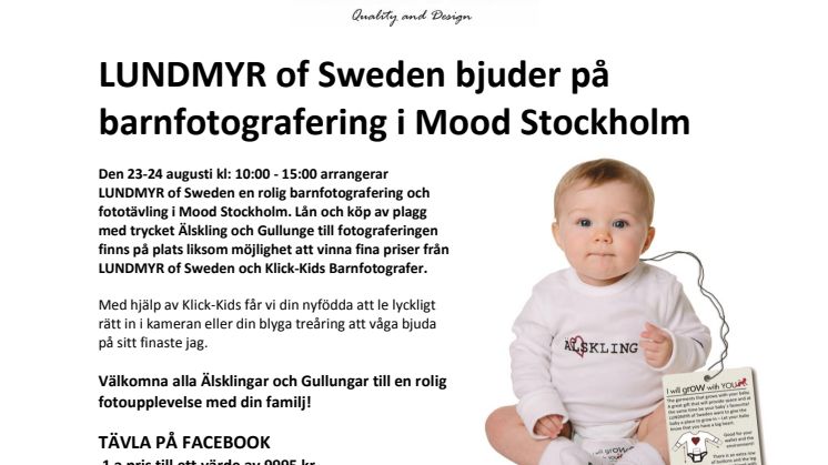 LUNDMYR of Sweden bjuder på barnfotografering i Mood Stockholm