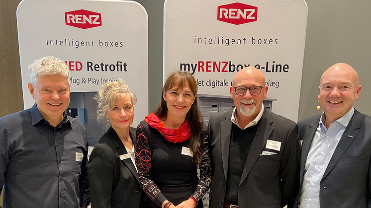 Daniel Hayden fra Dissing+Weitling, Lizette Hilaire fra Renz, Carina Bruun fra Meet2Build, Kenneth Steinmetz fra Renz og Karsten Felvang Nielsen fra Scandic Hotels