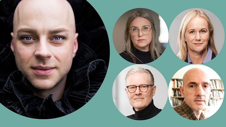 Från vänster: Robert Fux, foto Carla Orrego Veliz, Veronica Lamppa Lönnbro, Kulturrådets pressbild, Mika Romanus och Stefan Ahlenius, Toby Dennett, privat bild., foto Jean-Baptiste Béranger, 