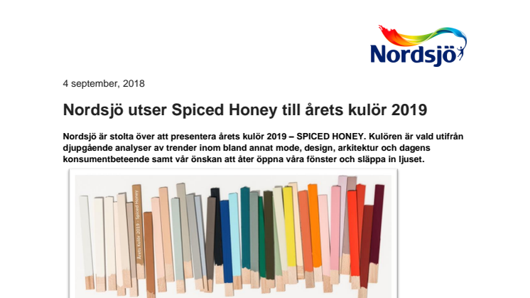 Nordsjö utser Spiced Honey till årets kulör 2019