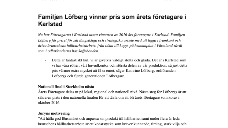 Familjen Löfberg vinner pris som årets företagare i Karlstad