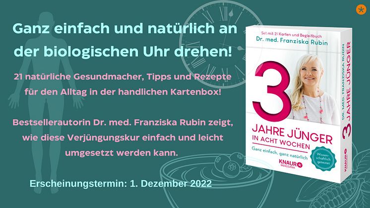 Wer hat an der Uhr gedreht? Mit Franziska Rubins wissenschaftlich getesteter Verjüngungskur Alterungsprozesse nicht nur stoppen, sondern umkehren