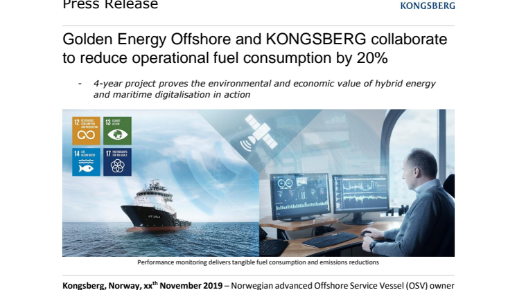 Golden Energy Offshore and KONGSBERG collaborate to reduce operational fuel consumption by 20%