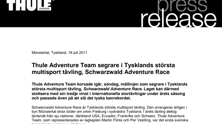 Thule Adventure Team segrare i Tysklands största multisport tävling, Schwarzwald Adventure Race 