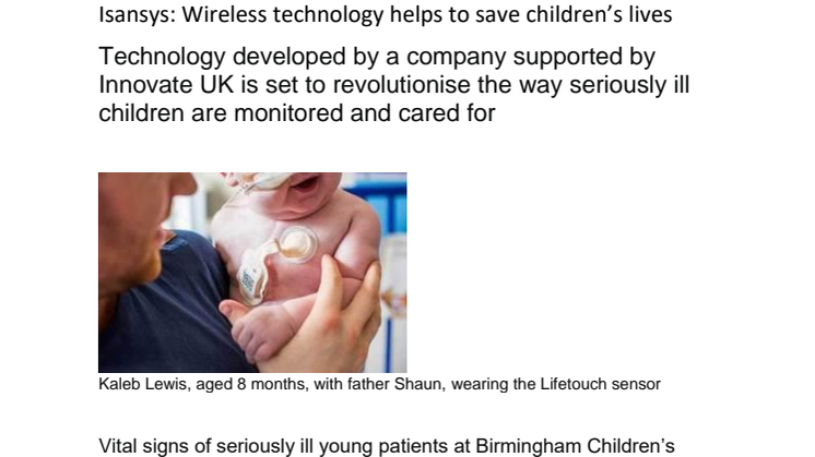 Isansys: wireless technology helps to save children’s lives