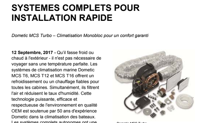 Dometic - Cannes: Systemes Complets Pour Installation Rapide