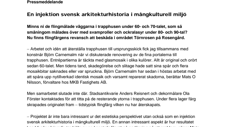 En injektion svensk arkitekturhistoria i mångkulturell miljö