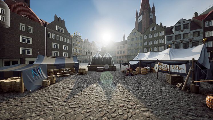 der virtuelle Marktplatz hat viele Überraschungen parat. Einfach die Symbole anklicken und auf Zeitreise gehen.