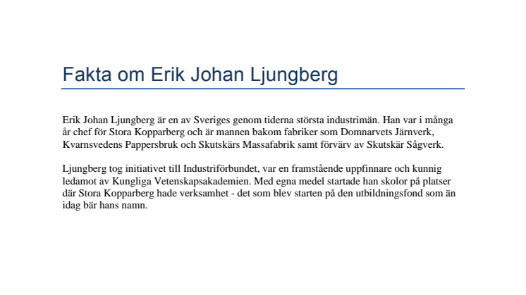Fakta om Erik Johan Ljungberg