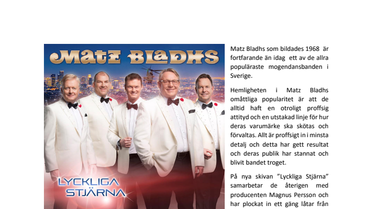 Matz Bladhs Nya cd "Lyckliga Stjärna" Release 6 Maj