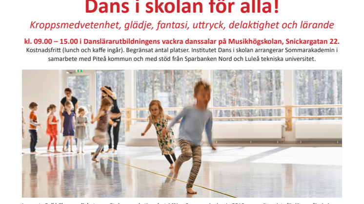 Dans i skolan för alla! Sommarakademi i Piteå 19 juni