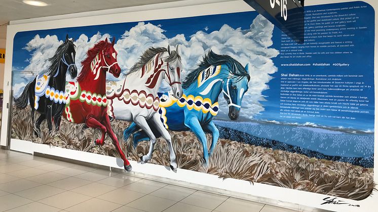 Shai Dahan's mural painting at Göteborg Landvetter Airport. Photo: Malin Levin.
