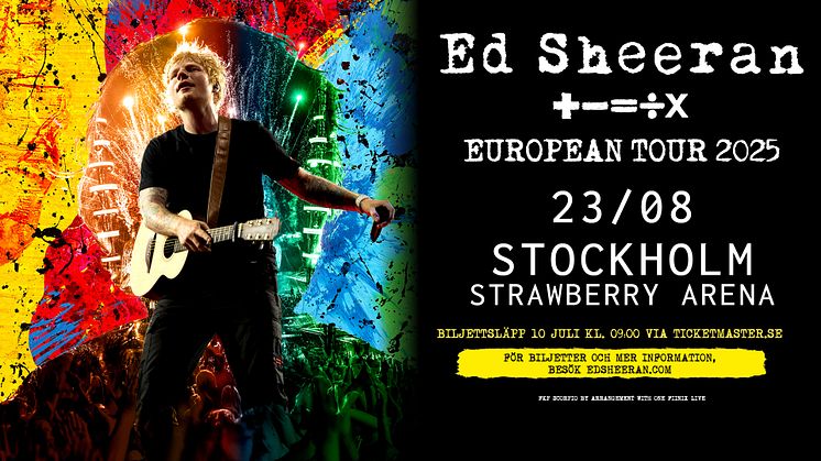 Ed Sheeran återvänder till Sverige i augusti 2025