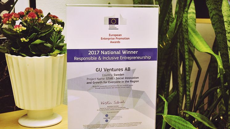 GU Ventures tilldelas EU-pris för sitt ansvarsfulla och inkluderande entreprenörskap