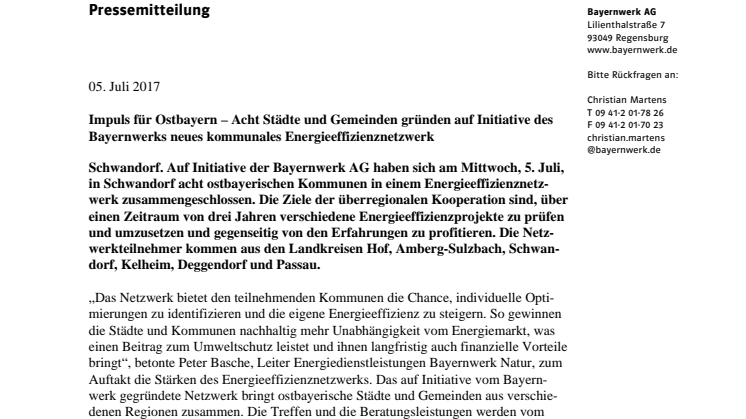 Impuls für Ostbayern - Auftakt für neues kommunales Energieeffizienznetzwerk