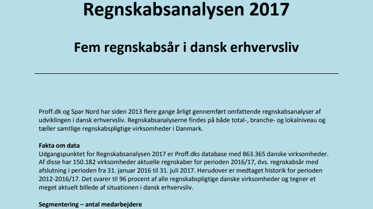 Dansk erhvervsliv - Regnskabsanalysen 2017 - september - samlet