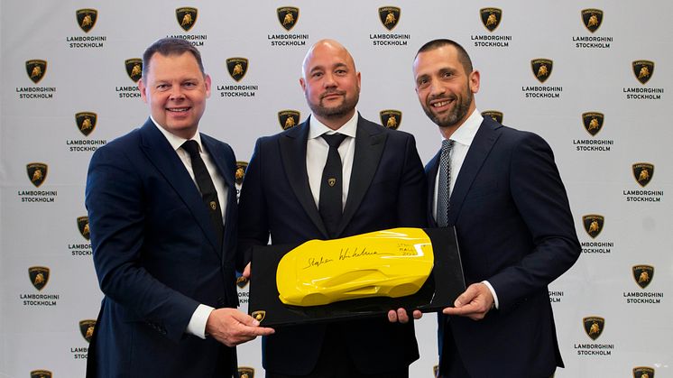 Klaus Frøkjær- CEO at Semler Premium, Johan Mårtensson - Country Manager Sweden, Francesco Cresci -Regional Director Automobili Lamborghini